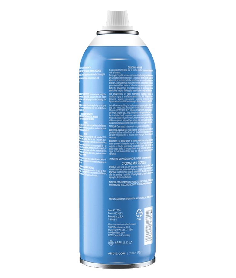 Andis Cool Care Plus 15.5oz can with cap removed, showcasing the spray nozzle for easy application.