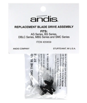 Andis Blade Drive parts for clippers, quad-force replacement blade drive package, durable and compatible with Andis grooming tools.