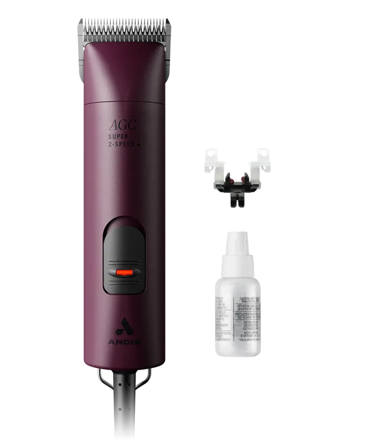 Andis AGC 2 Burgundy clipper, featuring a sleek design and two-speed settings for efficient grooming.