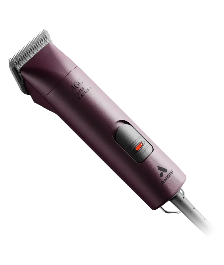 Andis AGC 2 Burgundy clipper with detachable blade, showcasing a sleek design and ergonomic handle for easy grooming.