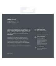 Andis 8-piece stainless steel guide comb set for clippers, includes narrow guide combs for precise hair trimming.