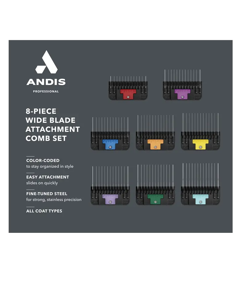 8PC Wide Guide Comb Set — Groomer Supply House