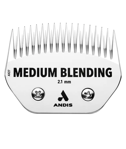 Andis medium blending livestock blade with a straight front design, showcasing its ceramic edge for precision grooming.
