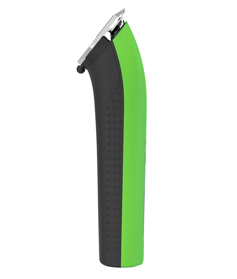 Andis ProClip 5-in-1 Green Clipper showcasing its sleek design and adjustable blade settings from a left-side profile view.