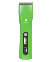 Andis ProClip 5-in-1 Green Clipper with a sleek design, showcasing the clipper from a straight front view.
