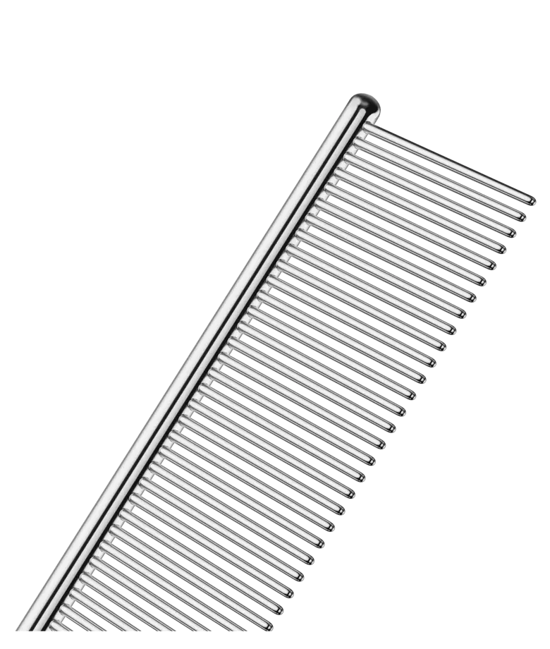 Andis 7.5-inch steel comb with angled bottom teeth, ideal for professional haircutting and styling.
