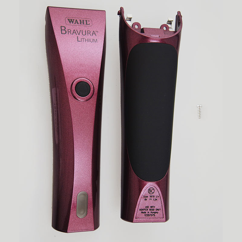 Wahl Bravura purple housing kit parts, including replacement casing for grooming trimmer.