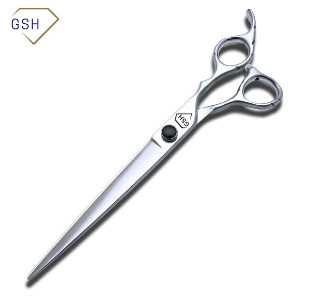 Open box 8-inch straight hair clipper blade from Groomer Supply House, showcasing its sharp, sleek metal design.