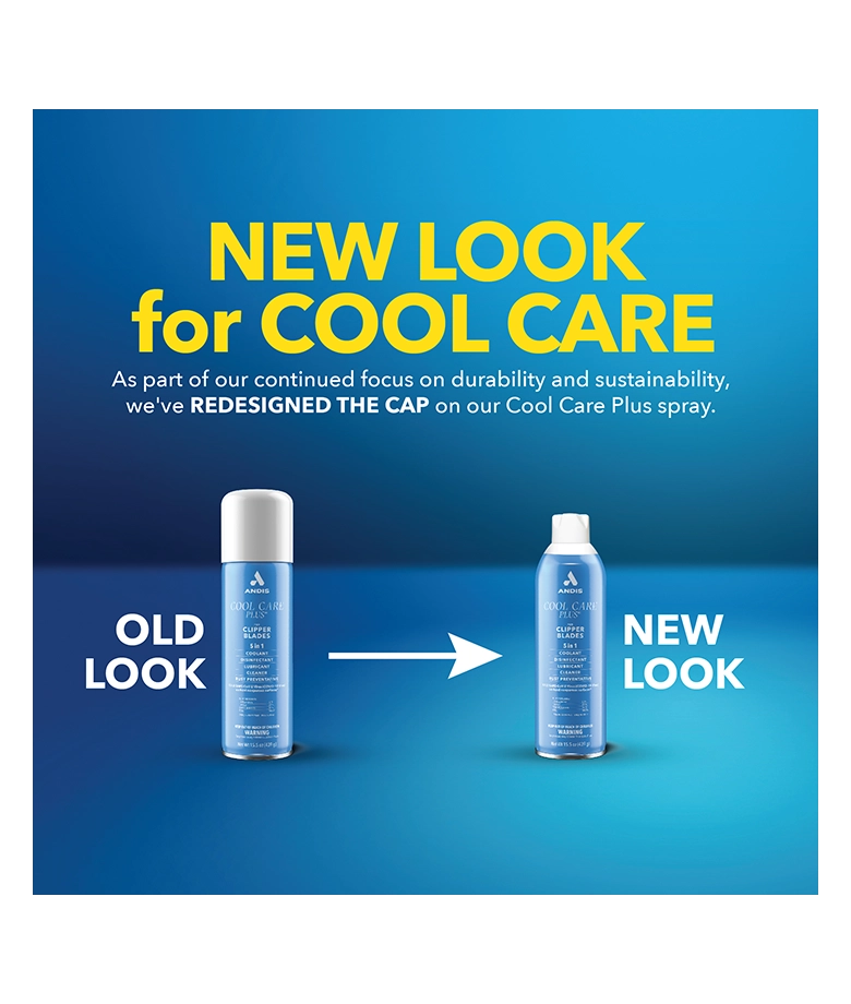 Andis Cool Care Plus 15oz can, featuring a spray nozzle for easy application on clippers and trimmers.