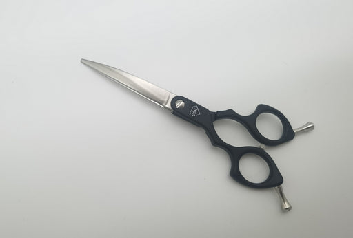 Left-handed aluminum handle with Asian Fusion curve, 6-inch grooming tool by Groomer Supply House, designed for professional pet grooming.