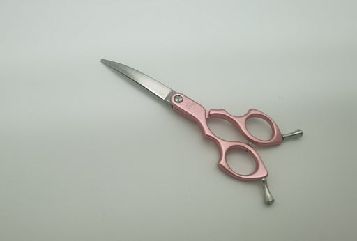 Left-handed aluminum handle with Asian Fusion curve, 6-inch grooming tool from Groomer Supply House, suitable for professional grooming.