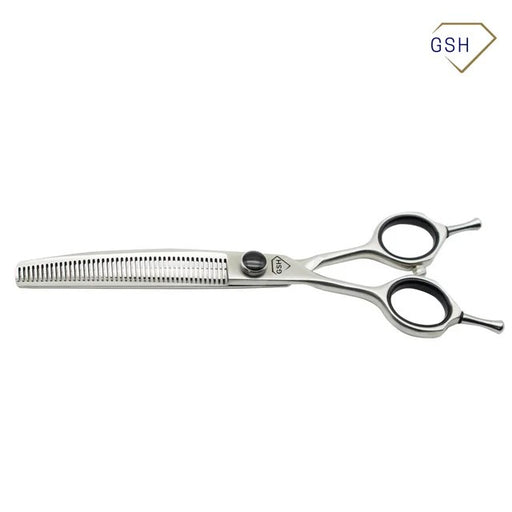 Left-handed 6.5-inch 45-tooth curve thinning scissors by Groomer Supply House, open box deal, designed for professional grooming.