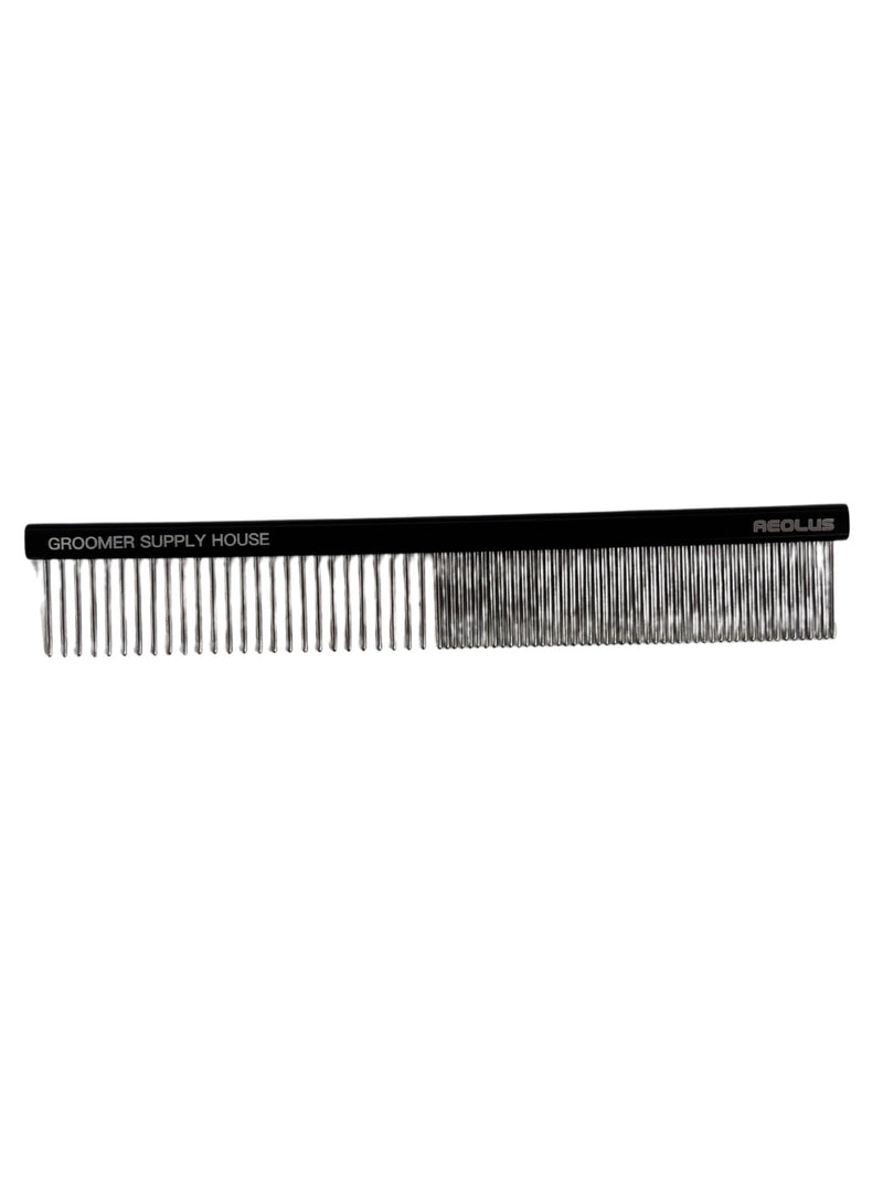 Clear acrylic Mini 5-inch 50/50 comb by Aeolus, showcasing the compact, dual-sided hair grooming tool.