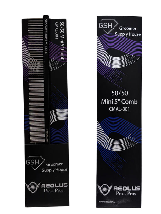 Clear mini 5-inch 50/50 comb by Aeolus, a versatile hairbrush with mixed teeth for styling and detangling.
