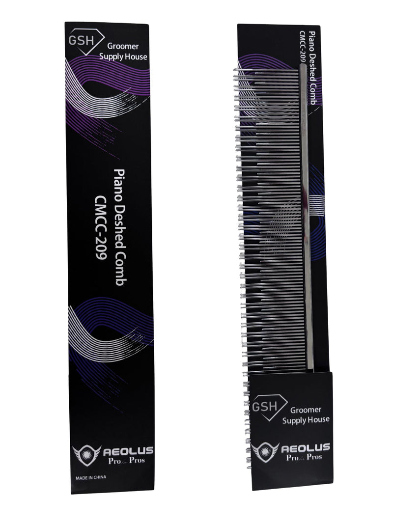 Aeolus Piano L Comb, clear plastic brush with fine teeth, designed for detangling and styling hair.