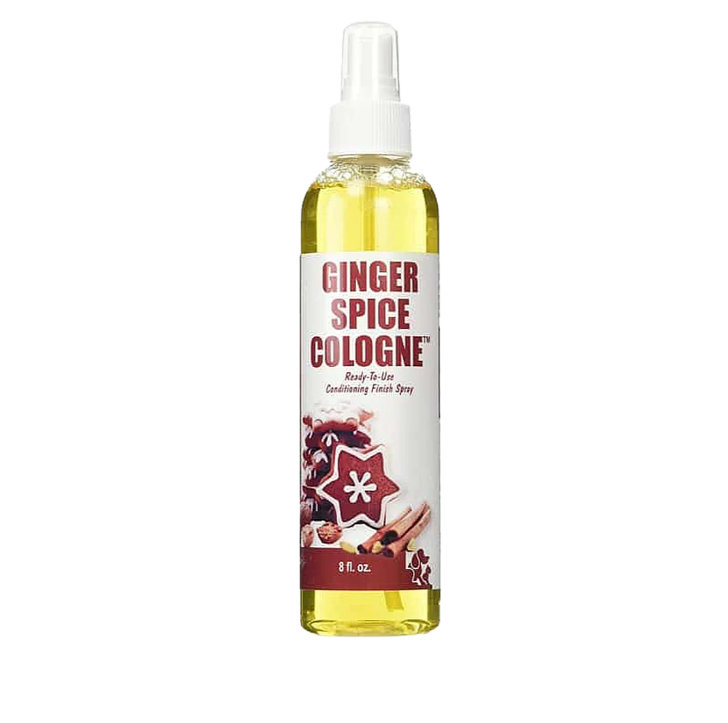 Envirogroom Ginger Spice Cologne shampoo bottle, 8oz, with label showing ginger spice scent and product details.