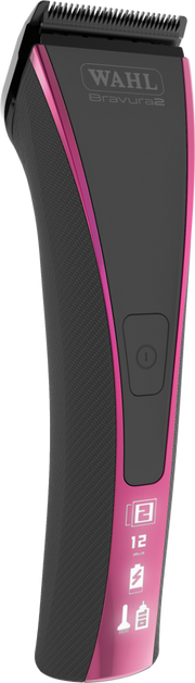 Wahl Bravura 2 professional cordless clipper with diamond pro blade and gray logo, ideal for precise hair trimming and grooming.
