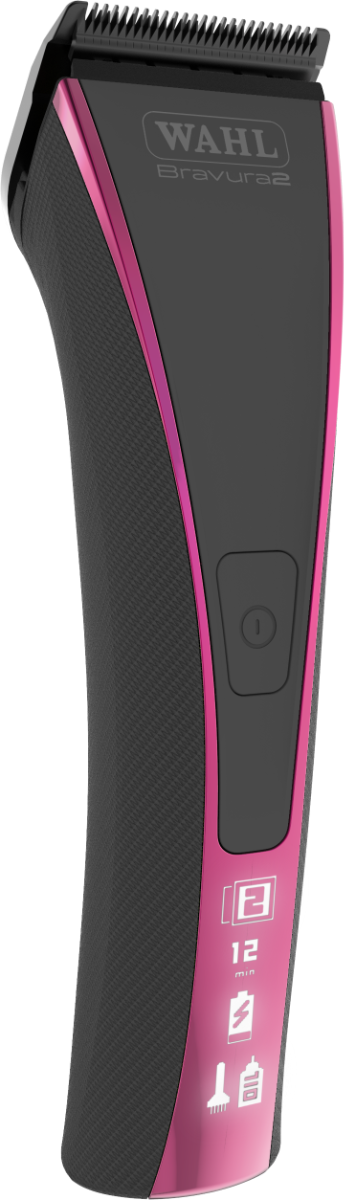Wahl Bravura 2 professional cordless clipper with diamond pro blade and gray logo, ideal for precise hair trimming and grooming.