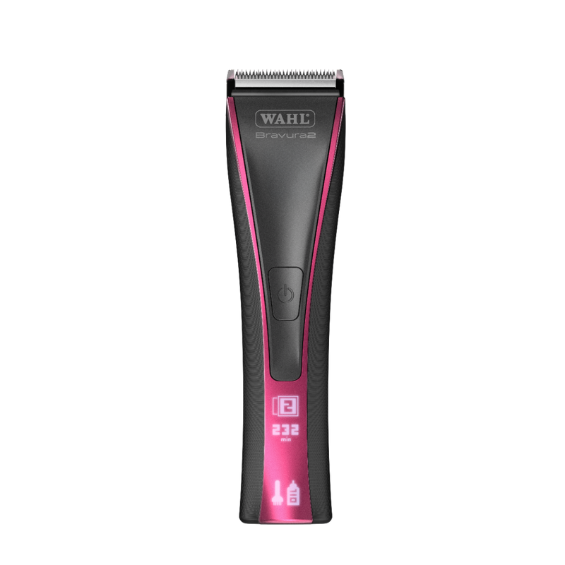 Wahl Bravura 2 professional cordless clipper with sleek front view, showcasing its compact design and adjustable blade system.
