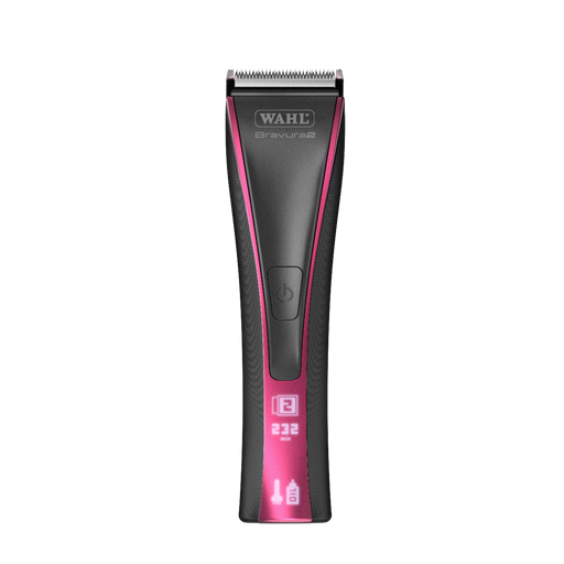 Wahl Bravura 2 professional cordless clipper with sleek front view, showcasing its compact design and adjustable blade system.