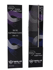 Clear acrylic 6.5-inch half moon comb by Aeolus, featuring a smooth, curved design ideal for detangling and styling hair.