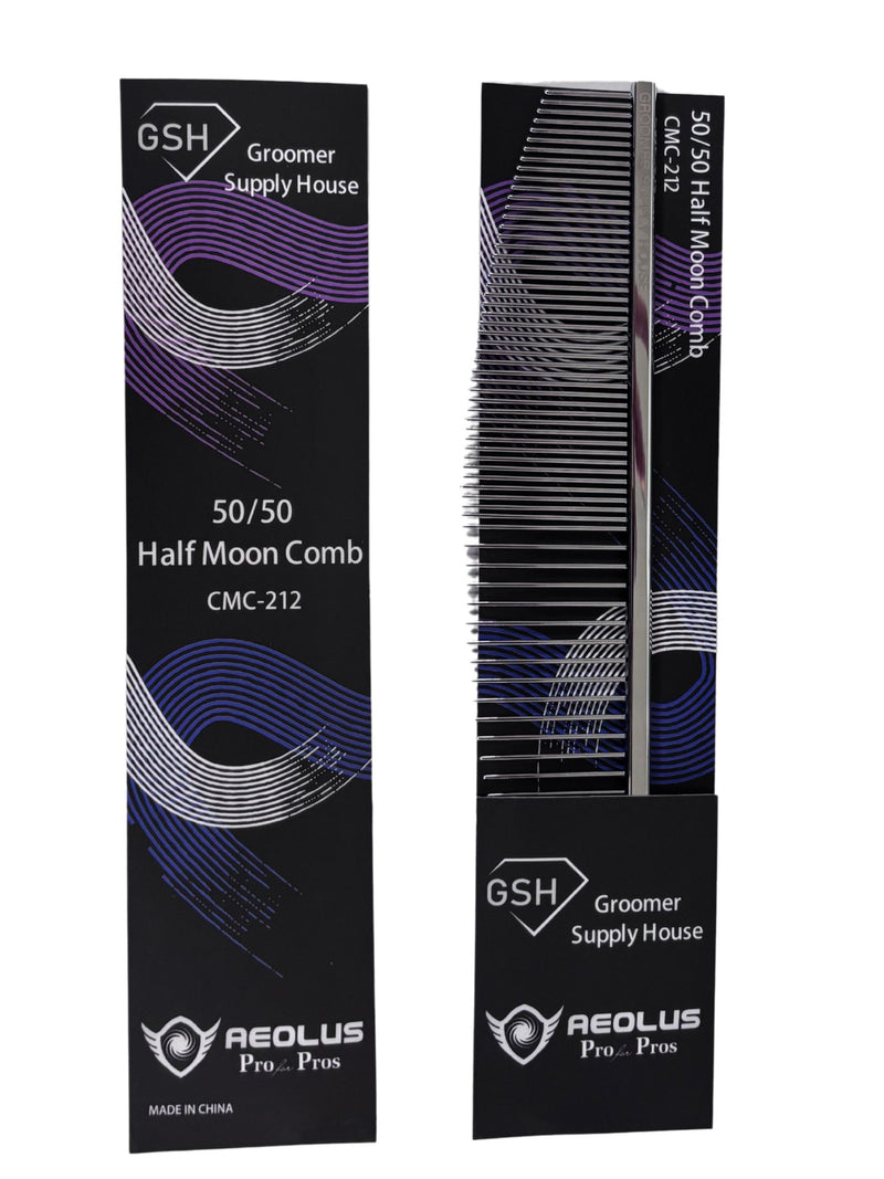 Clear acrylic 6.5-inch half moon comb by Aeolus, featuring a smooth, curved design ideal for detangling and styling hair.