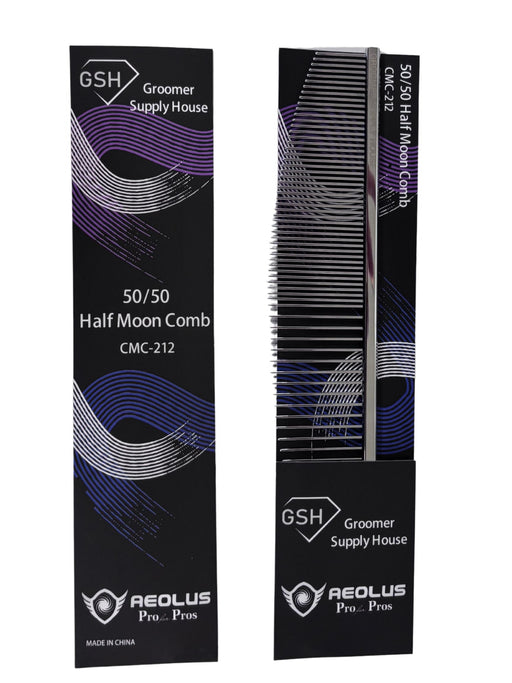 Clear acrylic 6.5-inch half moon comb by Aeolus, featuring a smooth, curved design ideal for detangling and styling hair.